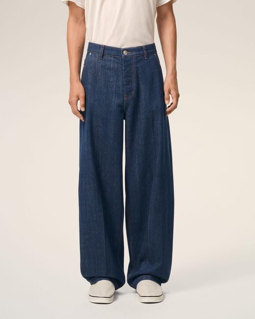 AMI Blue Cotton Balloon Fit Jeans for men