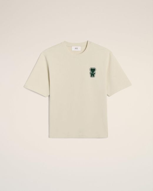 AMI Natural Cotton Boxy Fit T-Shirt With Patch