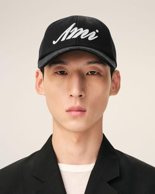 AMI Black Cotton Ami Felt Patch Cap