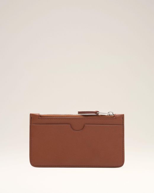 AMI Brown Cowhide Leather Ami De Coeur Zipped Card Holder