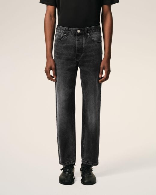 AMI Black Cotton Tapered Fit Jeans for men