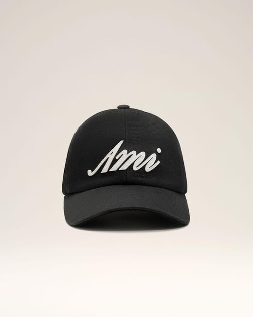AMI Black Cotton Ami Felt Patch Cap