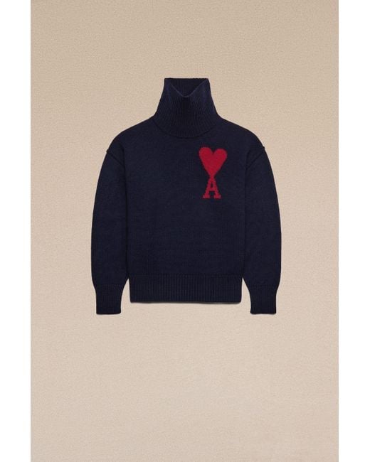 AMI Blue Red Ami De Coeur Sweater for men