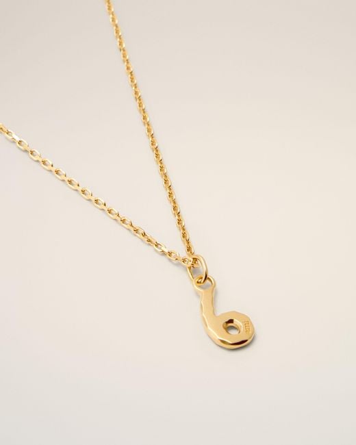 AMI Natural Brass Hammered "6" Pendant Necklace