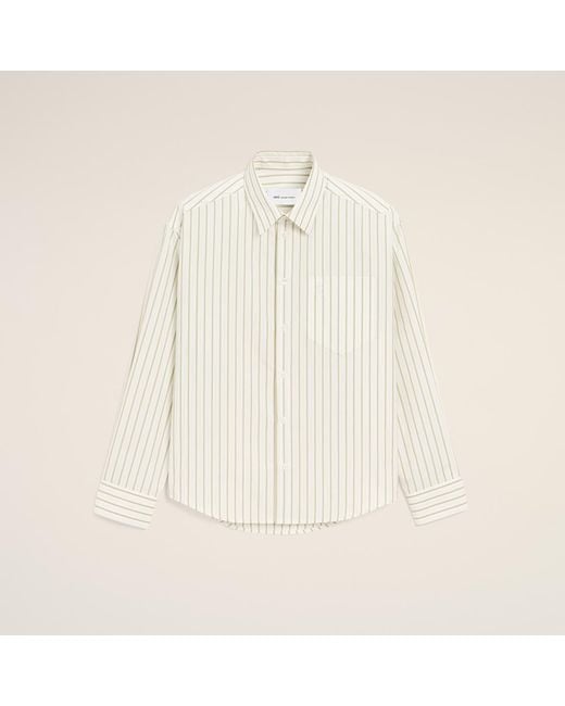 AMI Natural Striped Cotton Ami De Coeur Boxy Shirt