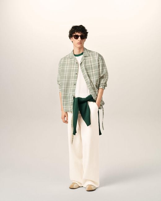AMI Natural Boxy Cotton Checkered Shirt for men