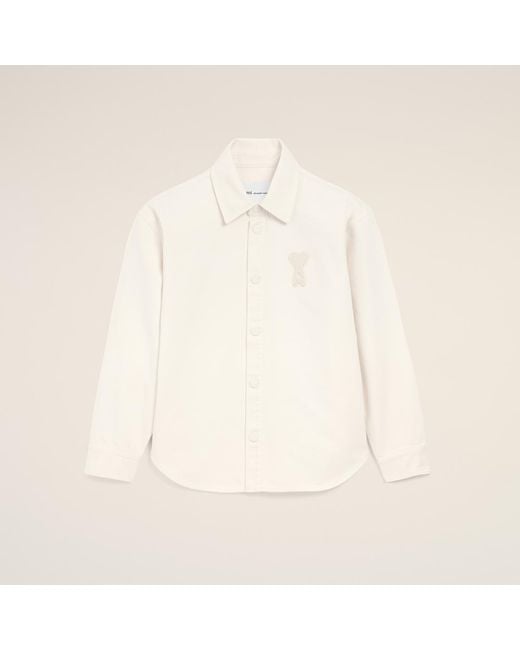 AMI Natural Cotton Knitted Ami De Coeur Overshirt