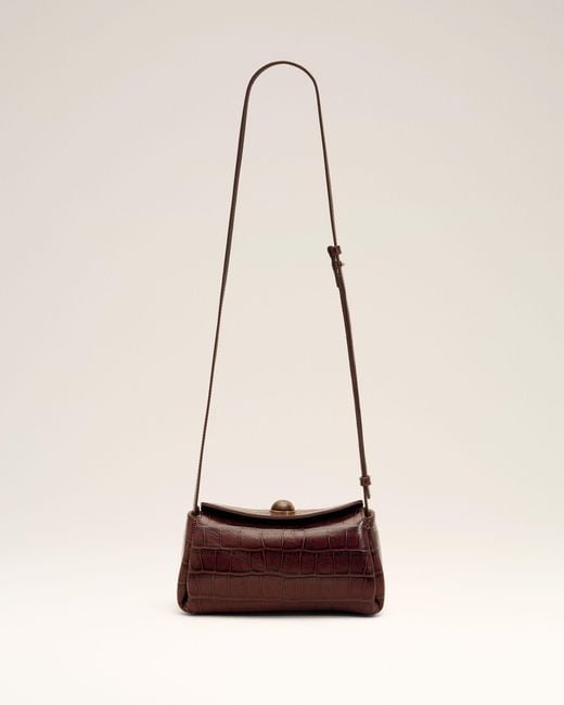 AMI Natural Mini Crocodile Embossed Cow Leather Carrousel Bag