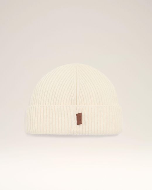AMI Natural Wool Ami Leather Label Beanie