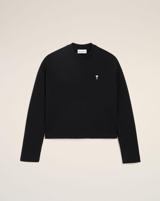 AMI Black Cotton Ami De Coeur Cropped Sweatshirt