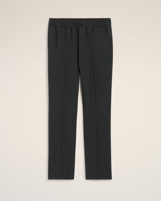 AMI Black Wool Elasticated Waist Trousers for men