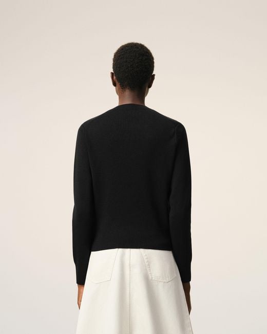 AMI Black Wool Sweater With Crew Neck