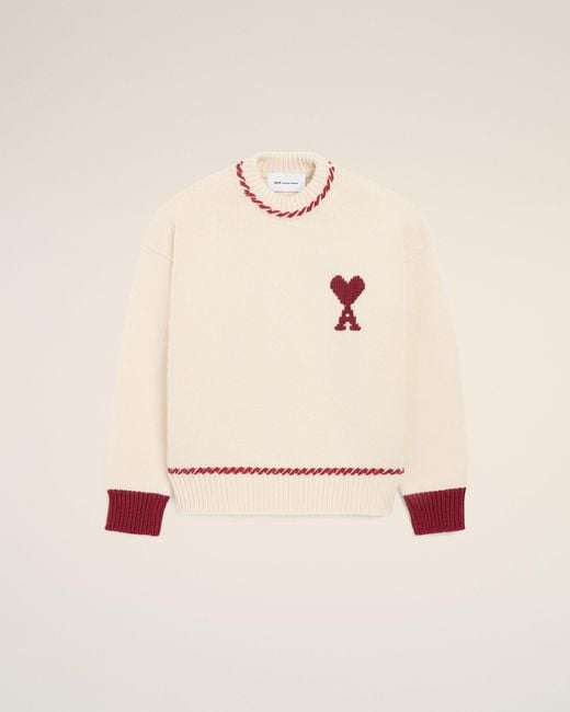 AMI Natural Wool Ami De Coeur Crewneck Sweater
