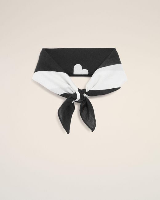 AMI Black Cotton Ami De Coeur Printed Scarf