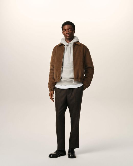 AMI Brown Corduroy Cotton Padded Jacket With Ami De Coeur for men