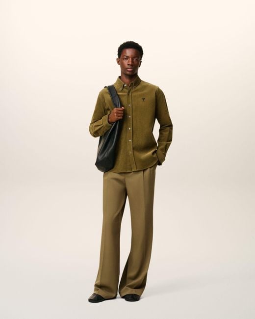AMI Green Cotton Button Down Ami De Coeur Shirt for men