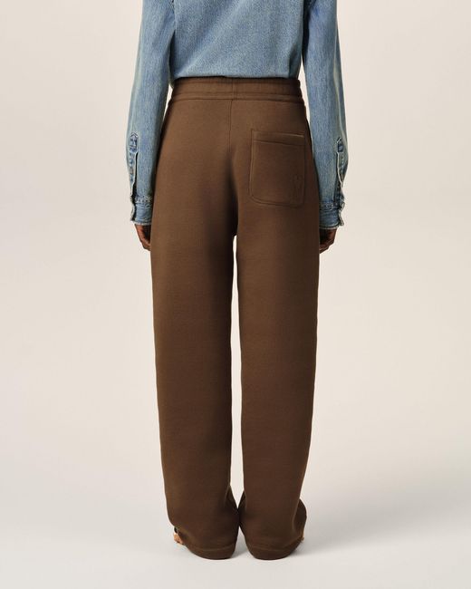 AMI Brown Cotton Track Pants With Embossed Ami De Coeur