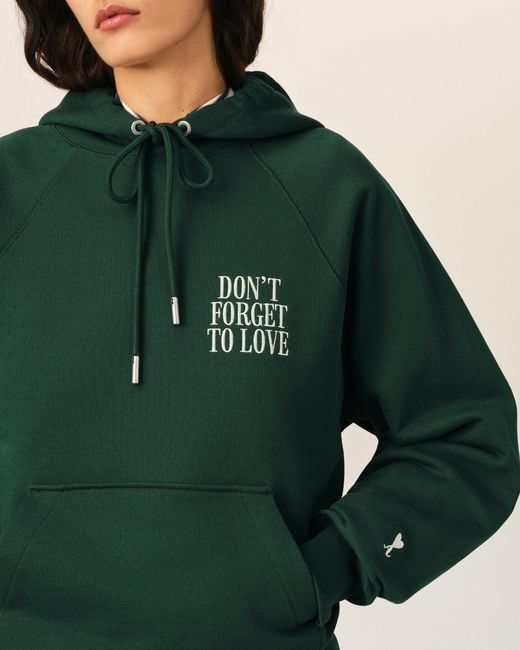 AMI Green Cotton "Don'T Forget To Love" Hoodie