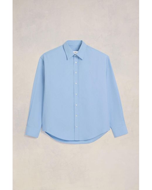 AMI Blue Ami De Coeur Classic Shirt for men