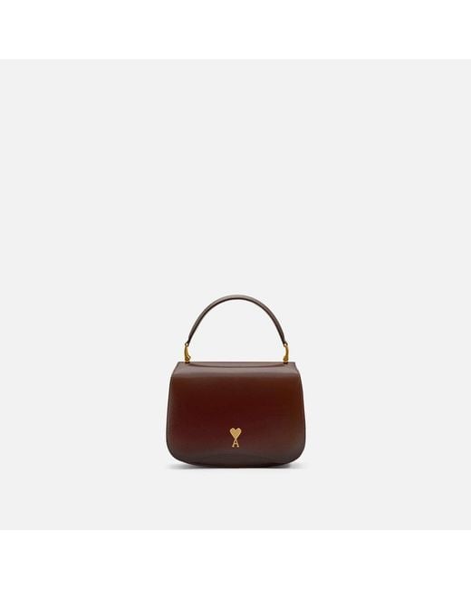 AMI Natural Burgundy Glazed Leather Handle Paris Paris Bag