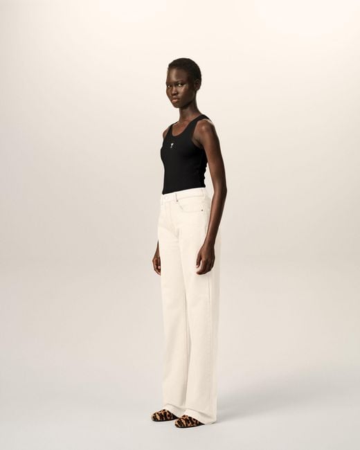 AMI Natural Large-Fit Cotton Jeans