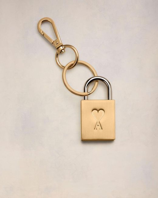 AMI Natural Metal Ami De Coeur Padlock Keyring