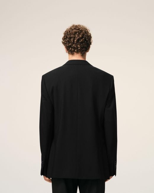 AMI Black New Wool Straight Single Breasted Jacket for men