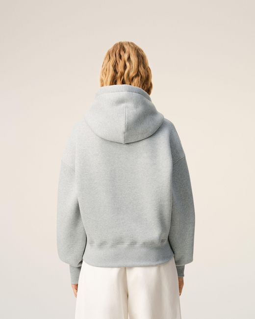 AMI Gray Cotton Embossed Ami De Coeur Hoodie