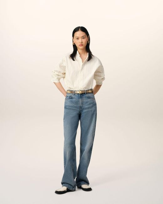 AMI Natural And Khaki Cotton Wingtip Collar Oversized Shirt