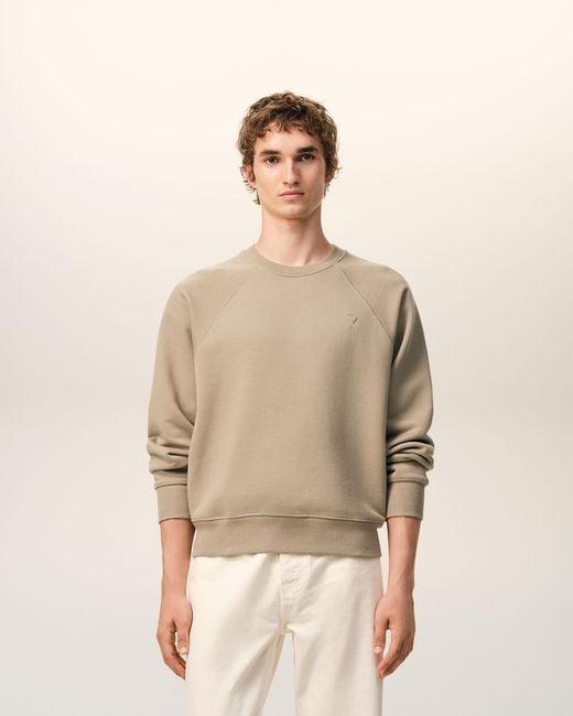 AMI Natural Cotton Embossed Ami De Coeur Sweatshirt