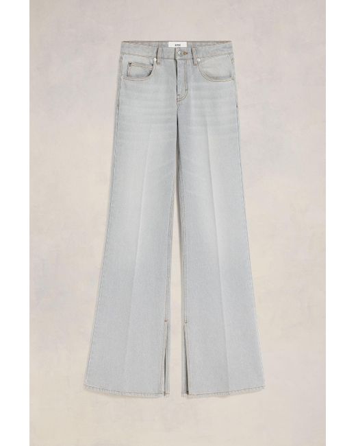 AMI Gray Slitted Flare Fit Jeans