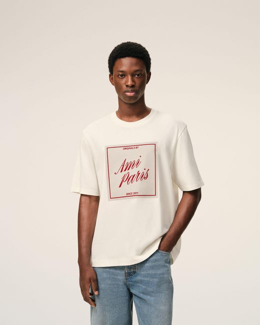 AMI Natural Cotton Heritage Print T-Shirt