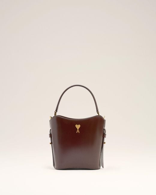 AMI Natural Mini Paris Paris Bucket Bag Aus Glasiertem Leder