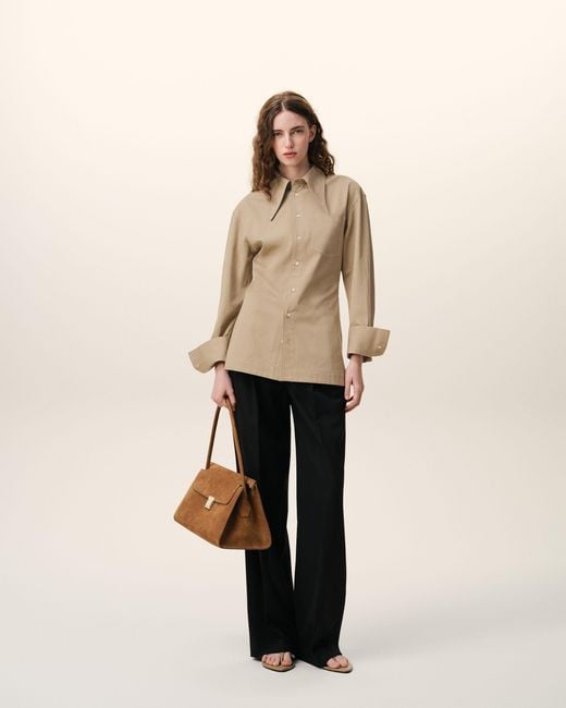 AMI Natural Cotton Sharp Collar Fitted Shirt