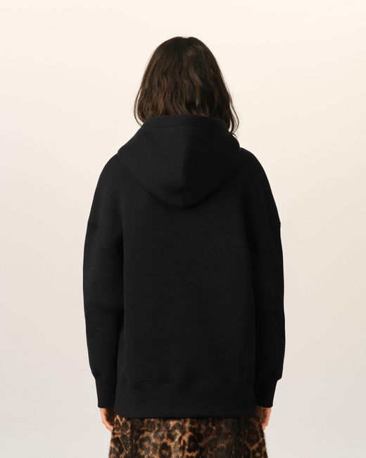 AMI Black Cotton Hoodie With Embossed Ami De Coeur
