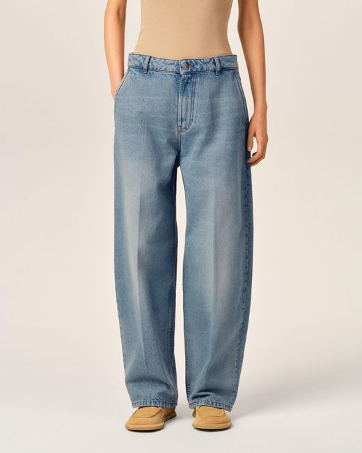 AMI Blue Balloon-Fit Cotton Jeans