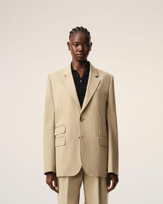 AMI Natural New Wool Single Breasted Boxy Jacket