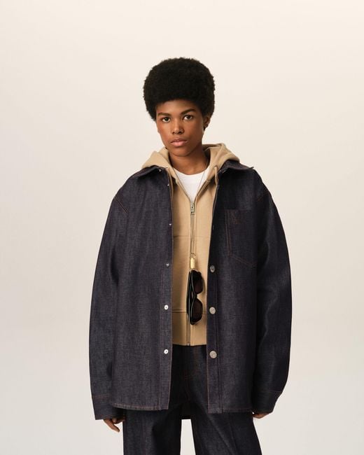 AMI Blue Cotton Overshirt With Ami De Coeur