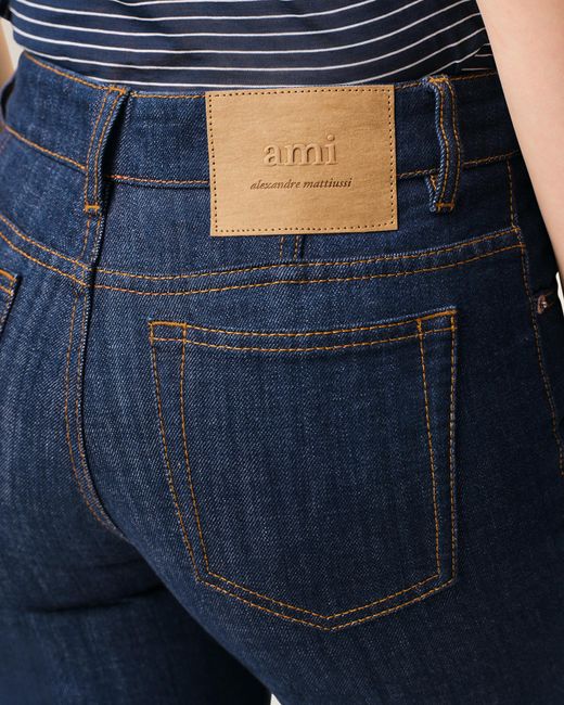 AMI Blue Cotton Bootcut Fit Jeans