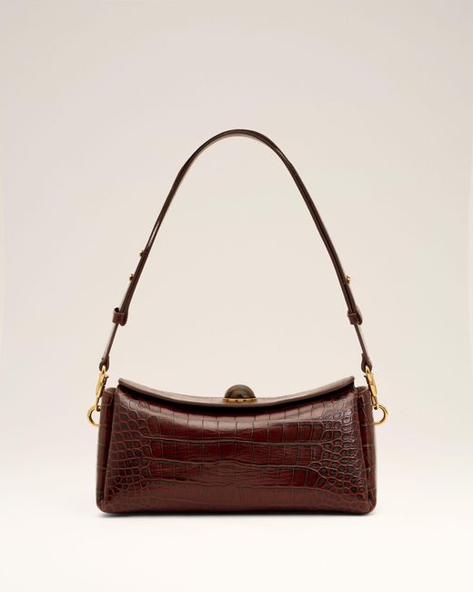AMI Natural Crocodile Embossed Cow Leather Carrousel Bag