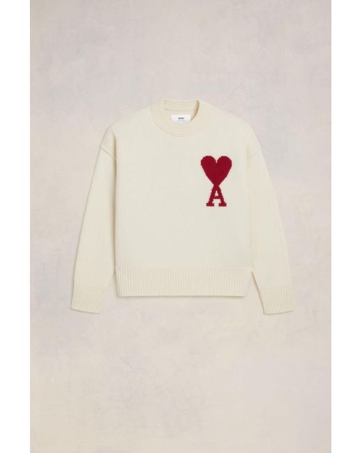 AMI Natural Red Ami De Coeur Sweater for men