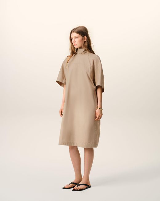 AMI Natural Cotton Stand Up Collar Buttoned Dress