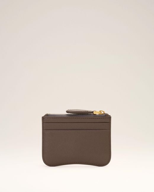 AMI Natural Paris Paris Zipped Cowhide Leather Card Holder