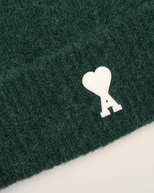 AMI Green Alpaca Beanie With Ami De Coeur