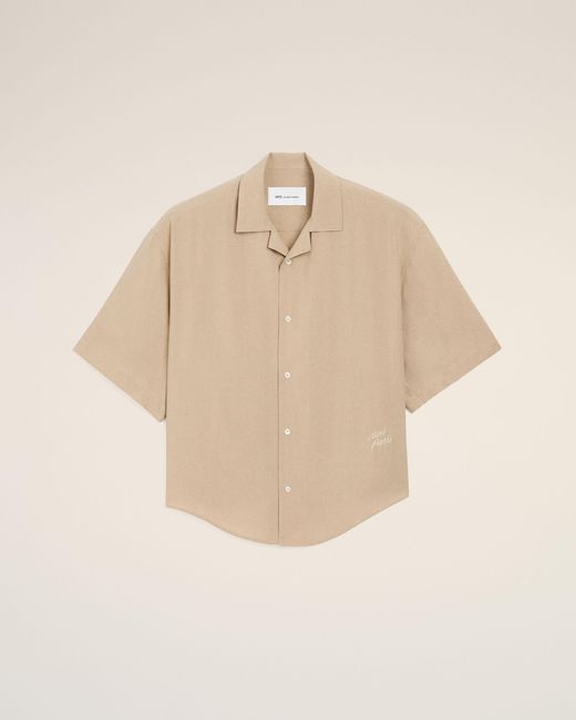AMI Natural Short Sleeve Embroidered Boxy Shirt for men