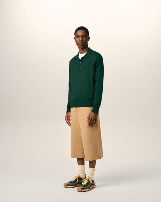 AMI Green Wool Polo With Ami De Coeur for men