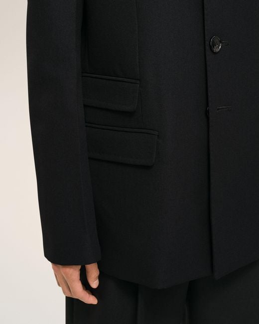 AMI Black New Wool Single Breasted Straight Jacket for men