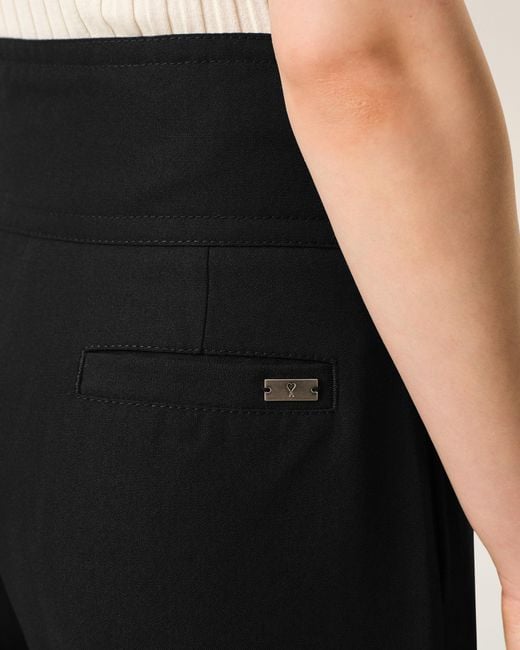AMI Black New Wool Wrapped Belted Trousers