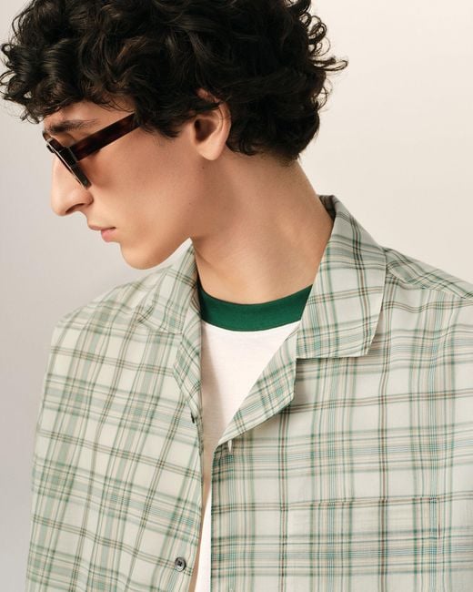 AMI Natural Boxy Cotton Checkered Shirt for men
