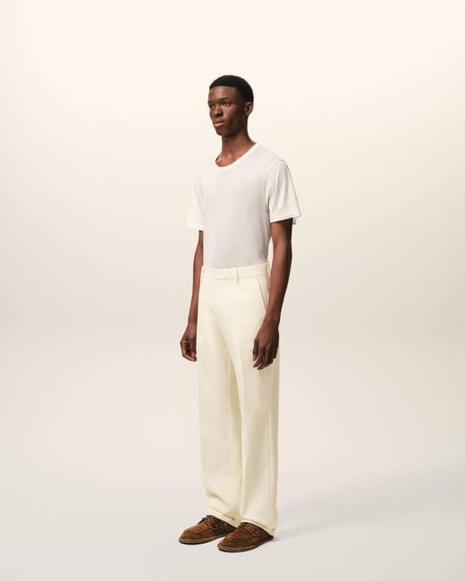 AMI Natural Wool Straight Trousers for men